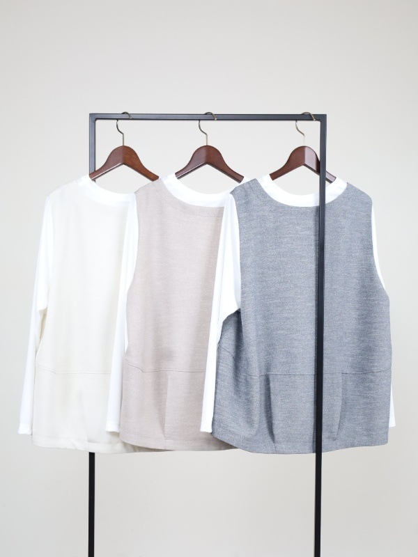 【trois】スラブツイードレイヤードブラウス