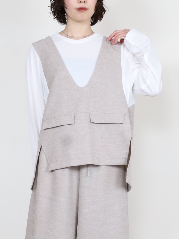 【trois】スラブツイードレイヤードブラウス