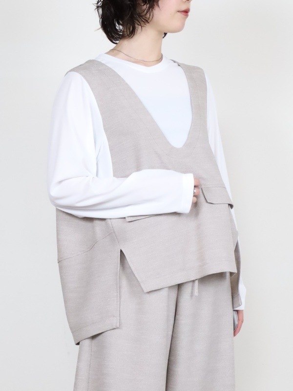 【trois】スラブツイードレイヤードブラウス
