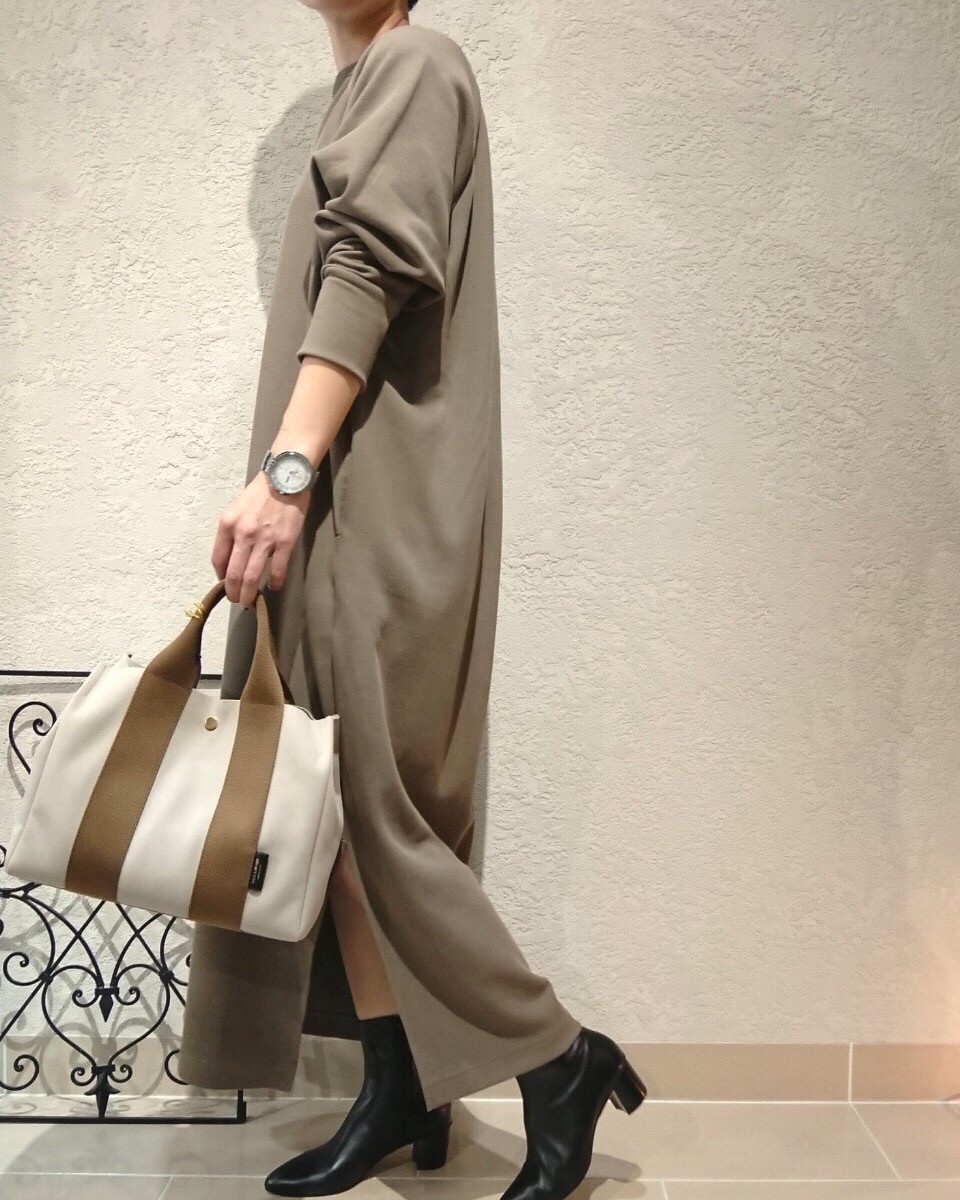 【MICA &DEAL】 ロング丈ダンボールニットワンピ