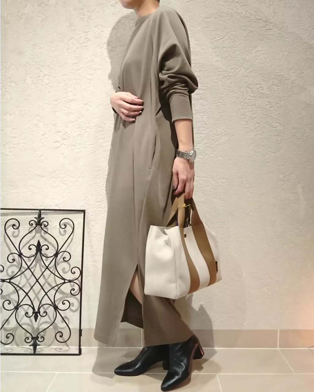 【MICA &DEAL】 ロング丈ダンボールニットワンピ
