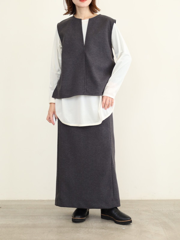 【siro de la bonte】シアーベロアクルーネックトップス