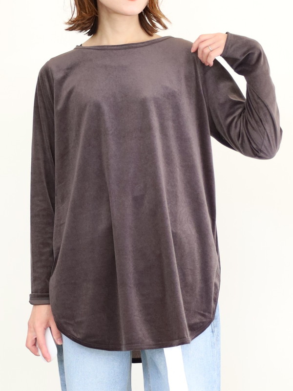 【siro de la bonte】シアーベロアクルーネックトップス