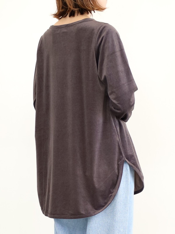 【siro de la bonte】シアーベロアクルーネックトップス