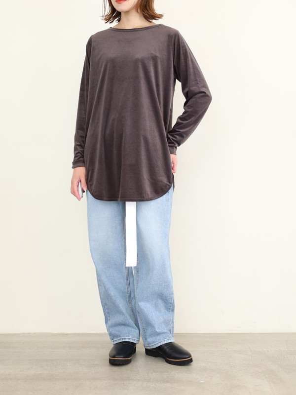 【siro de la bonte】シアーベロアクルーネックトップス