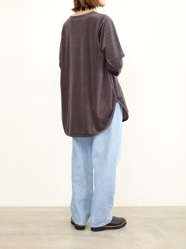 【siro de la bonte】シアーベロアクルーネックトップス