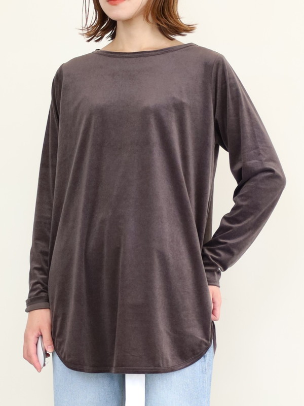 【siro de la bonte】シアーベロアクルーネックトップス