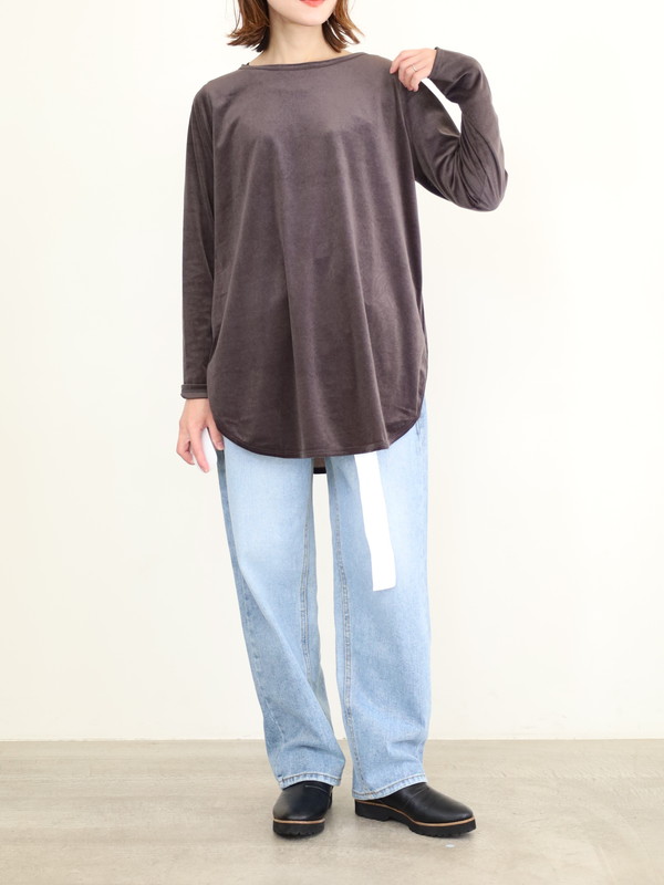 【siro de la bonte】シアーベロアクルーネックトップス