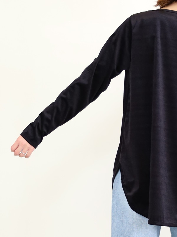 【siro de la bonte】シアーベロアクルーネックトップス