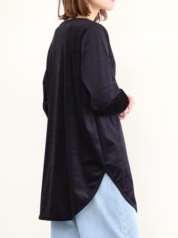 【siro de la bonte】シアーベロアクルーネックトップス