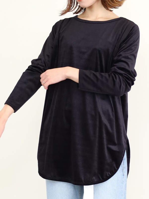 【siro de la bonte】シアーベロアクルーネックトップス