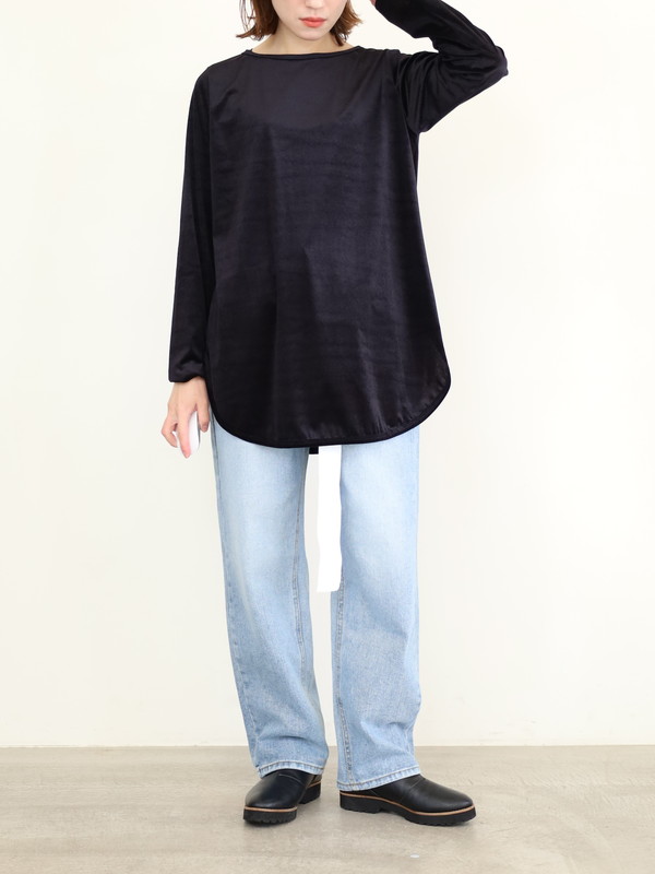 【siro de la bonte】シアーベロアクルーネックトップス