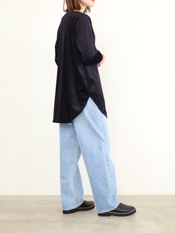 【siro de la bonte】シアーベロアクルーネックトップス