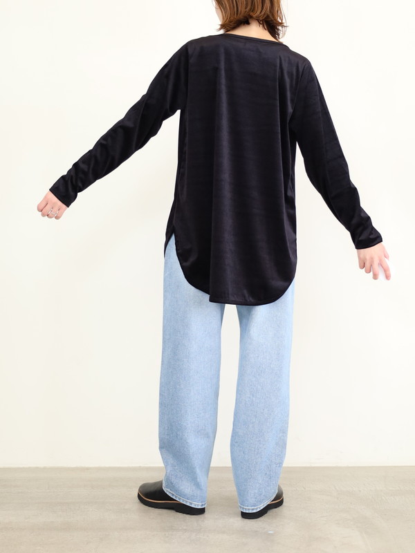 【siro de la bonte】シアーベロアクルーネックトップス