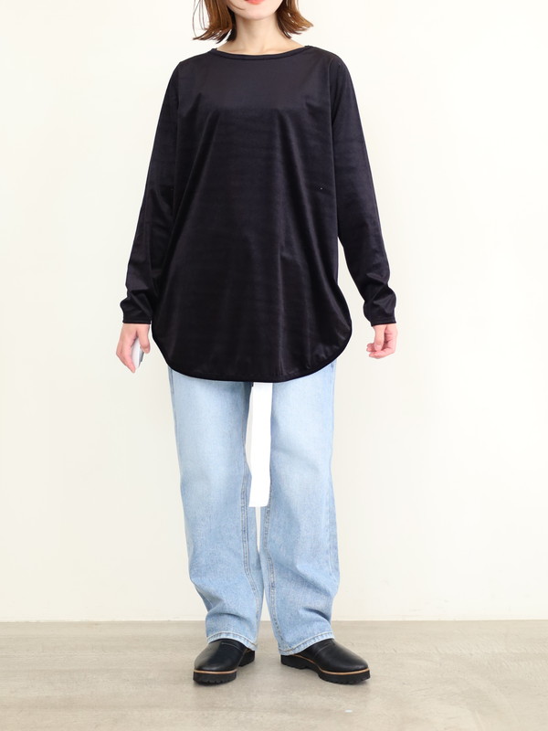 【siro de la bonte】シアーベロアクルーネックトップス