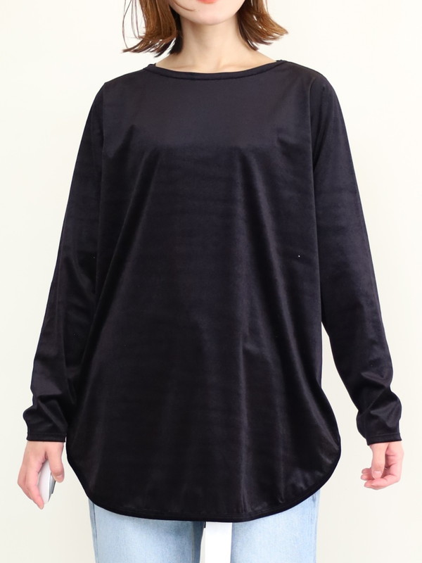 【siro de la bonte】シアーベロアクルーネックトップス