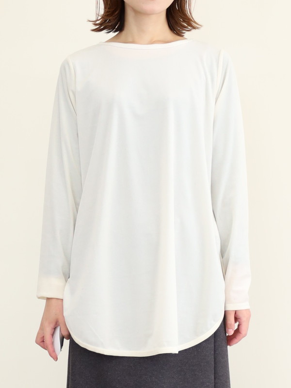 【siro de la bonte】シアーベロアクルーネックトップス