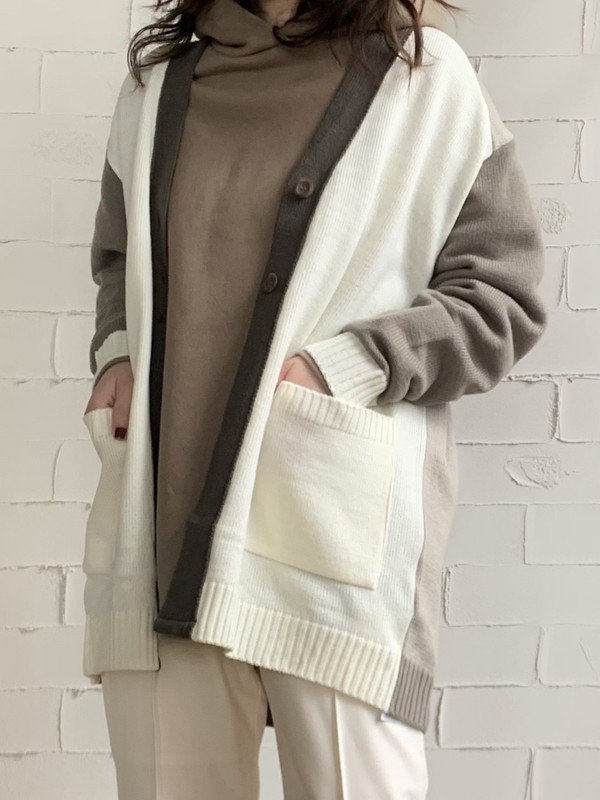 【Rinascente Donna】配色ニットカーデ