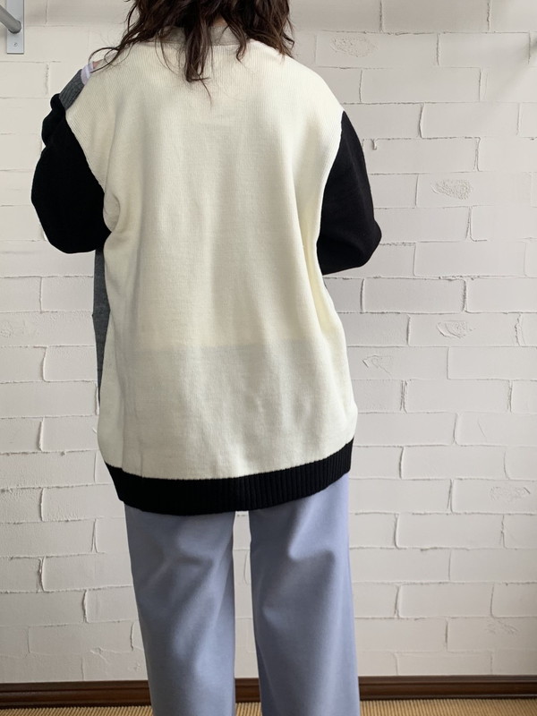 【Rinascente Donna】配色ニットカーデ