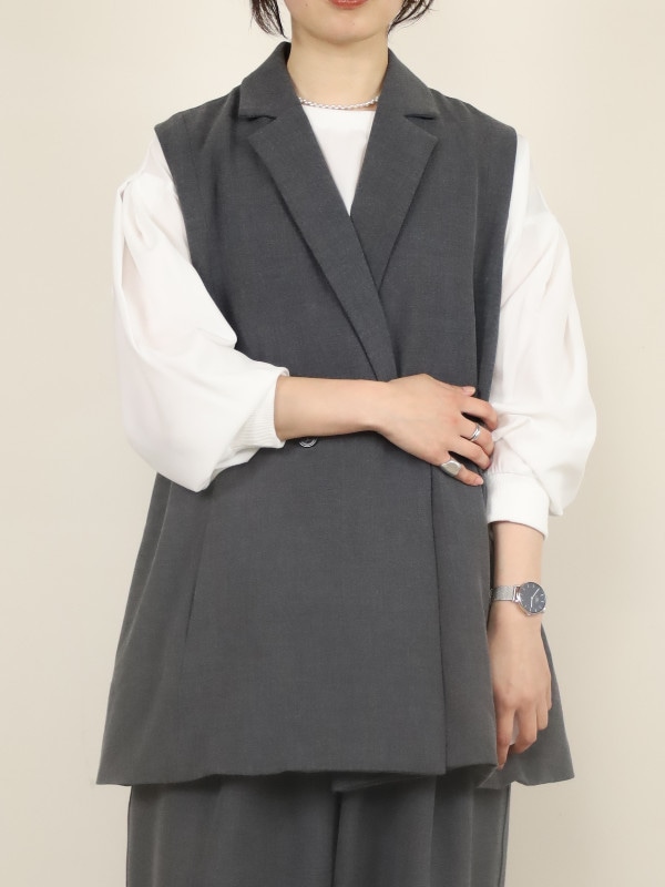 【siro de la bonte】ストレッチツイルテーラードベスト