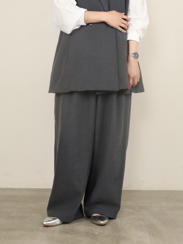 【siro de la bonte】ストレッチツイルタックイージーパンツ