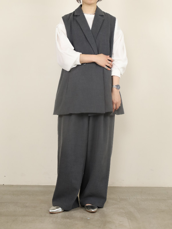 【siro de la bonte】ストレッチツイルタックイージーパンツ