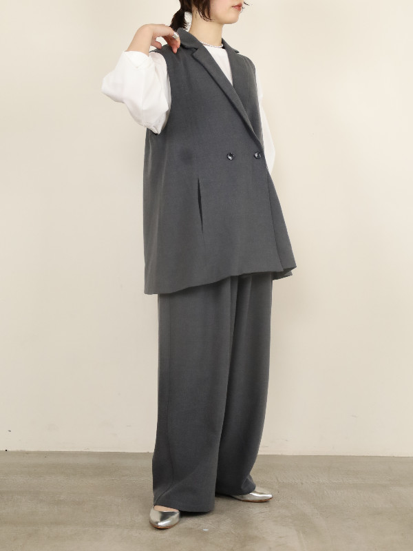 【siro de la bonte】ストレッチツイルタックイージーパンツ