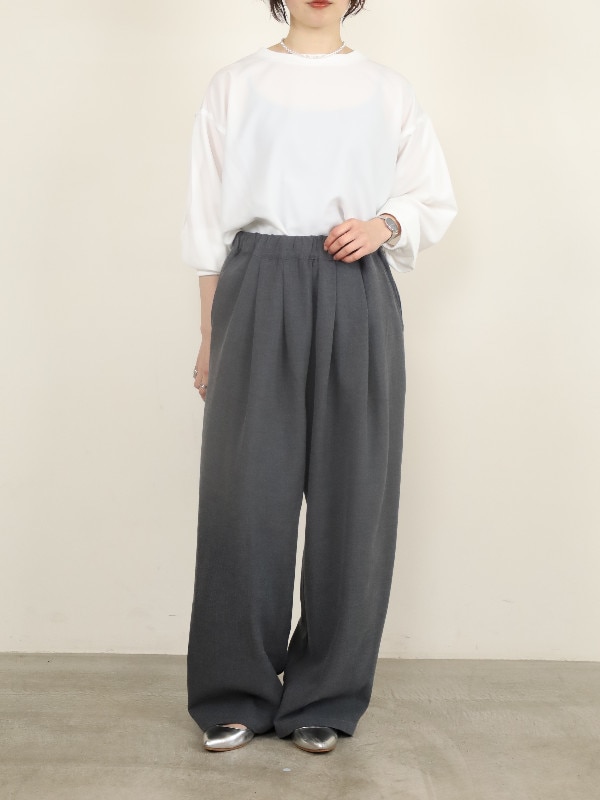 【siro de la bonte】ストレッチツイルタックイージーパンツ