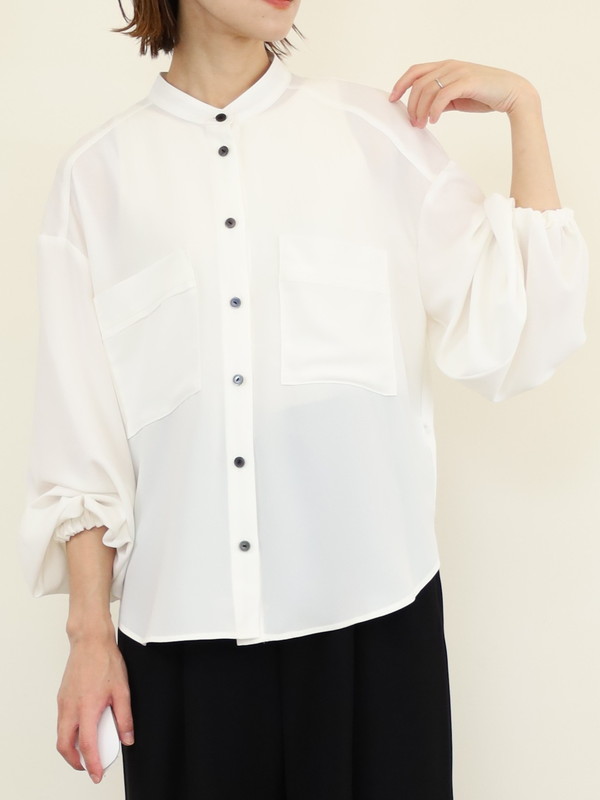 【trois】ジョーゼットバルーン袖ブラウス