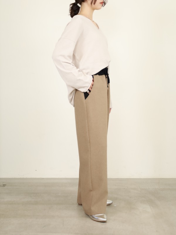 【trois】異素材コンビストレートパンツ