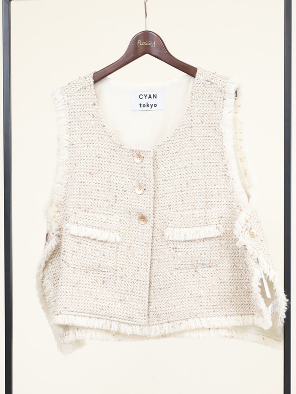 CYAN tokyo &champdelarose限定コラボツイードベスト✨新品 CYAN TOKYO】ランダムラメツイードベスト