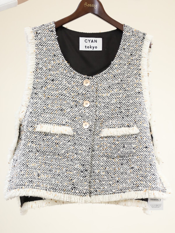 CYAN TOKYO×champdelarose 限定コラボ ツイードベスト CYAN TOKYO】ランダムラメツイードベスト