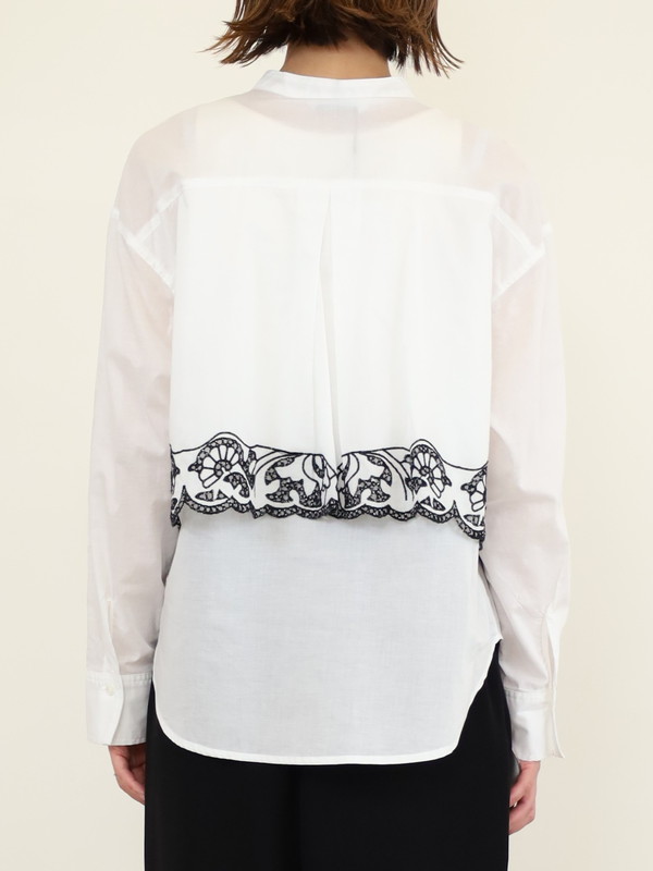 【trois】刺繍コットンボイルフラップブラウス