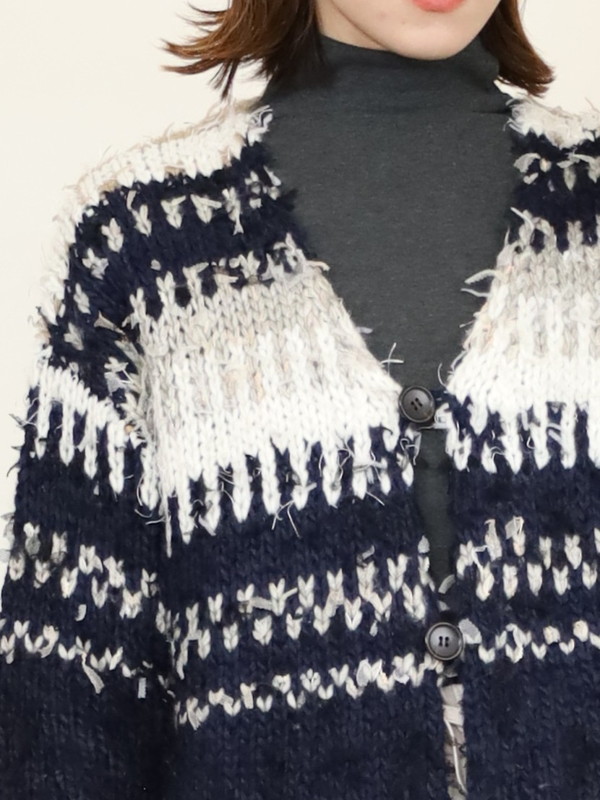 【JOHNBULL】ファンシーヤーンジャガードカーディガン