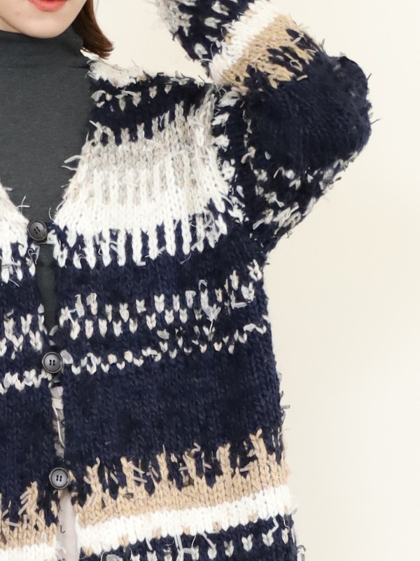 【JOHNBULL】ファンシーヤーンジャガードカーディガン