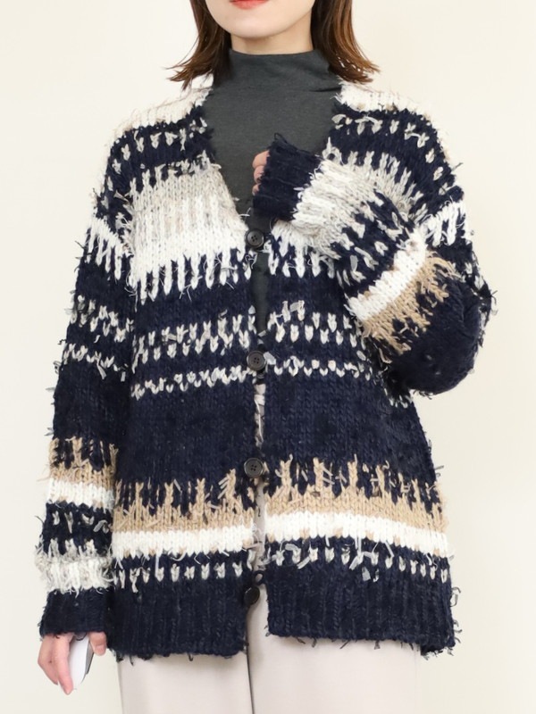 【JOHNBULL】ファンシーヤーンジャガードカーディガン