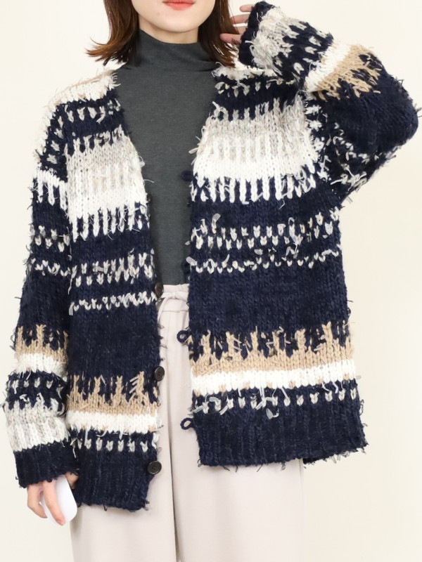 【JOHNBULL】ファンシーヤーンジャガードカーディガン