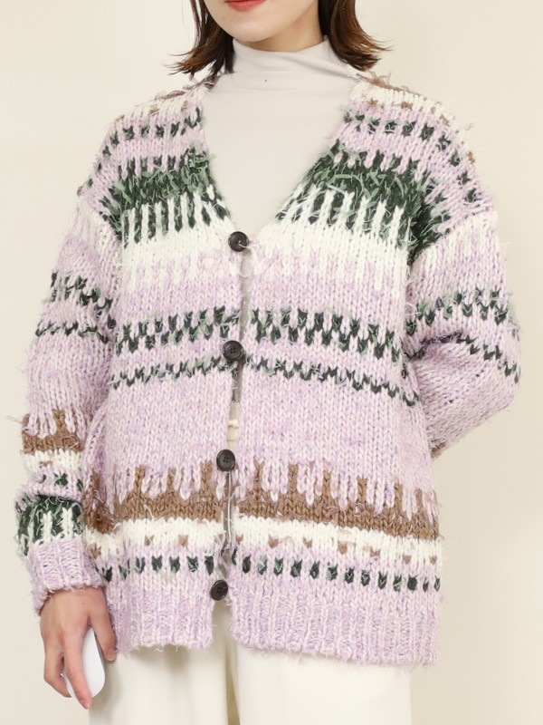 【JOHNBULL】ファンシーヤーンジャガードカーディガン