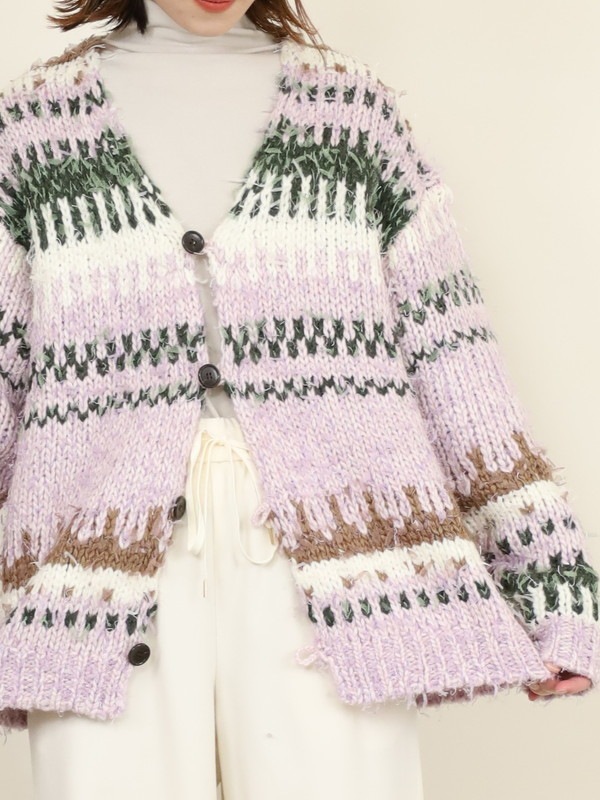 【JOHNBULL】ファンシーヤーンジャガードカーディガン