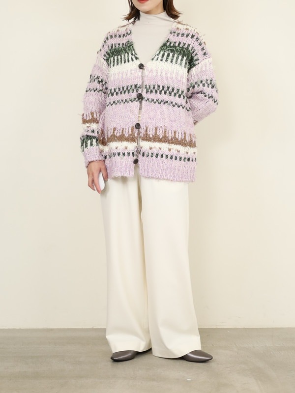 【JOHNBULL】ファンシーヤーンジャガードカーディガン