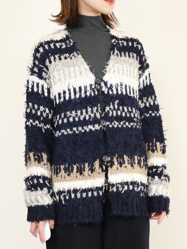 【JOHNBULL】ファンシーヤーンジャガードカーディガン