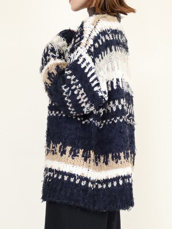 【JOHNBULL】ファンシーヤーンジャガードカーディガン