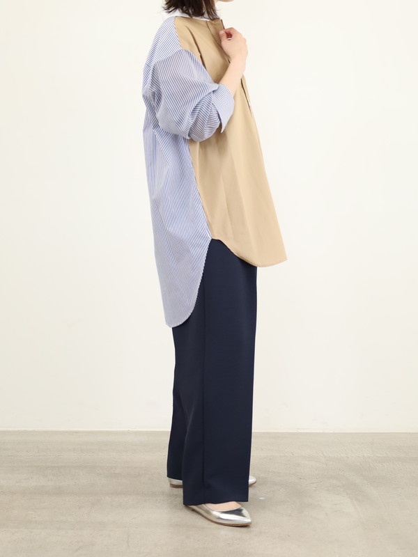 【Munich】3素材コンビチュニック丈シャツ 