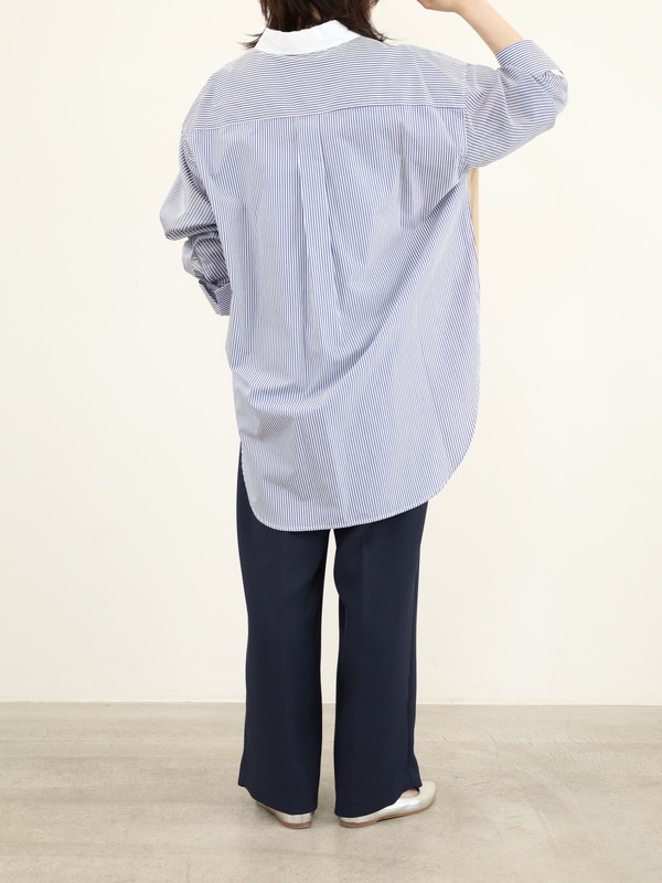 【Munich】3素材コンビチュニック丈シャツ 