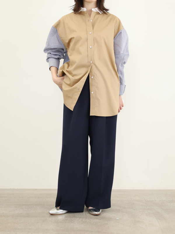 【Munich】3素材コンビチュニック丈シャツ 