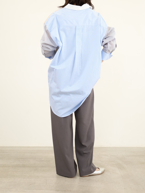 【Munich】3素材コンビチュニック丈シャツ 