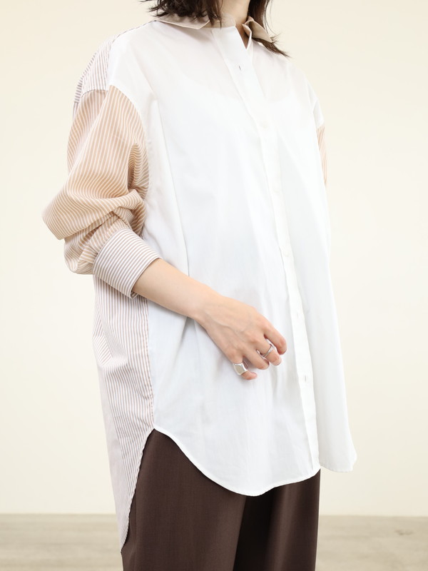 【Munich】3素材コンビチュニック丈シャツ 