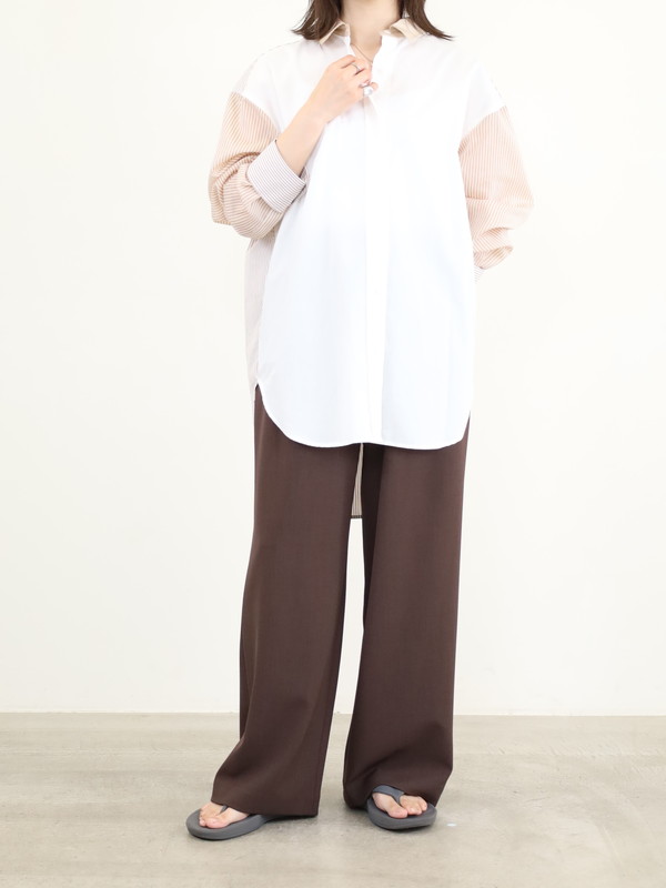 【Munich】3素材コンビチュニック丈シャツ 