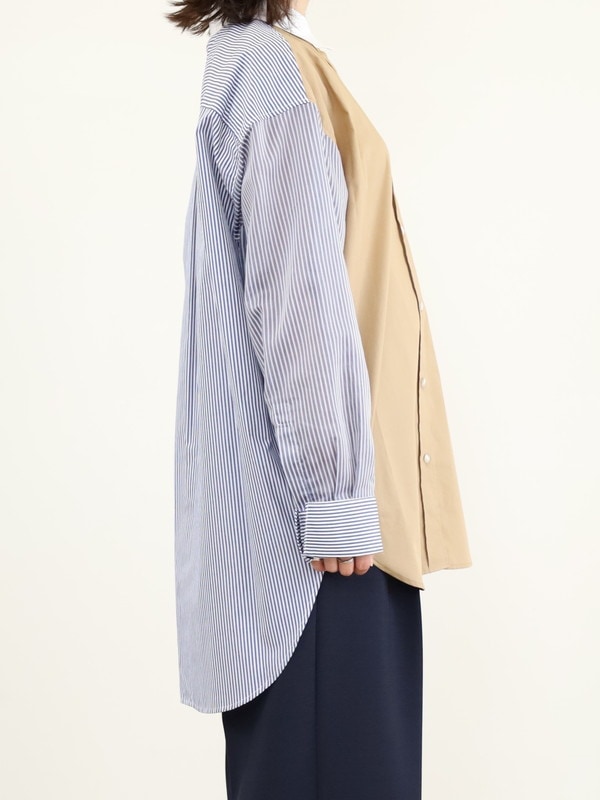 【Munich】3素材コンビチュニック丈シャツ 