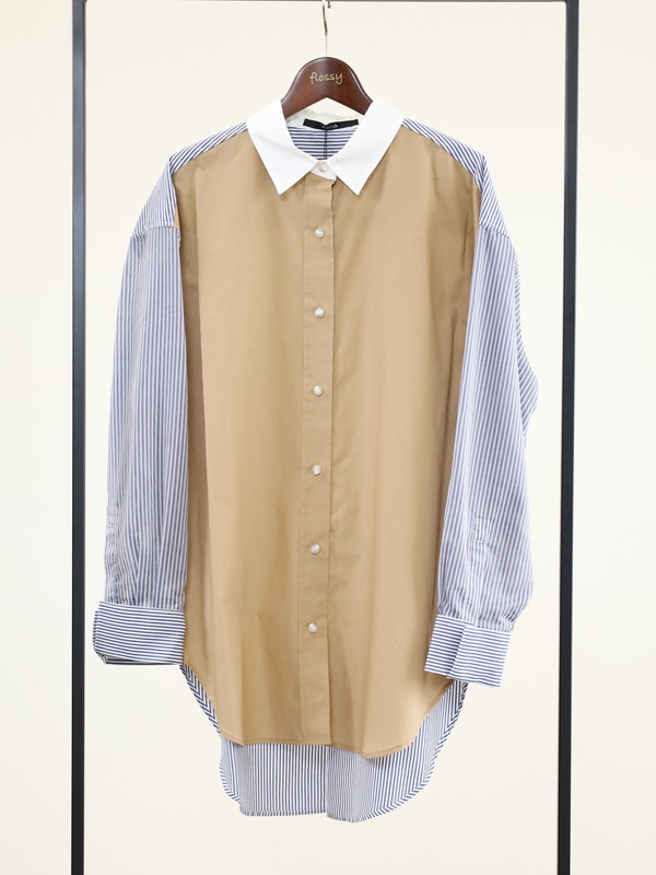 【Munich】3素材コンビチュニック丈シャツ 